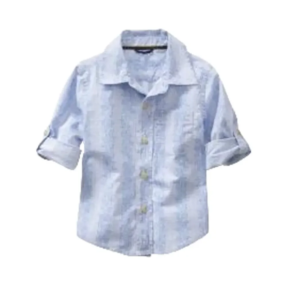 Gap Boys Shirt Size 2 Globe Mapper Blue‎ Paisley Roll Tab Sleeve Dress Button Up